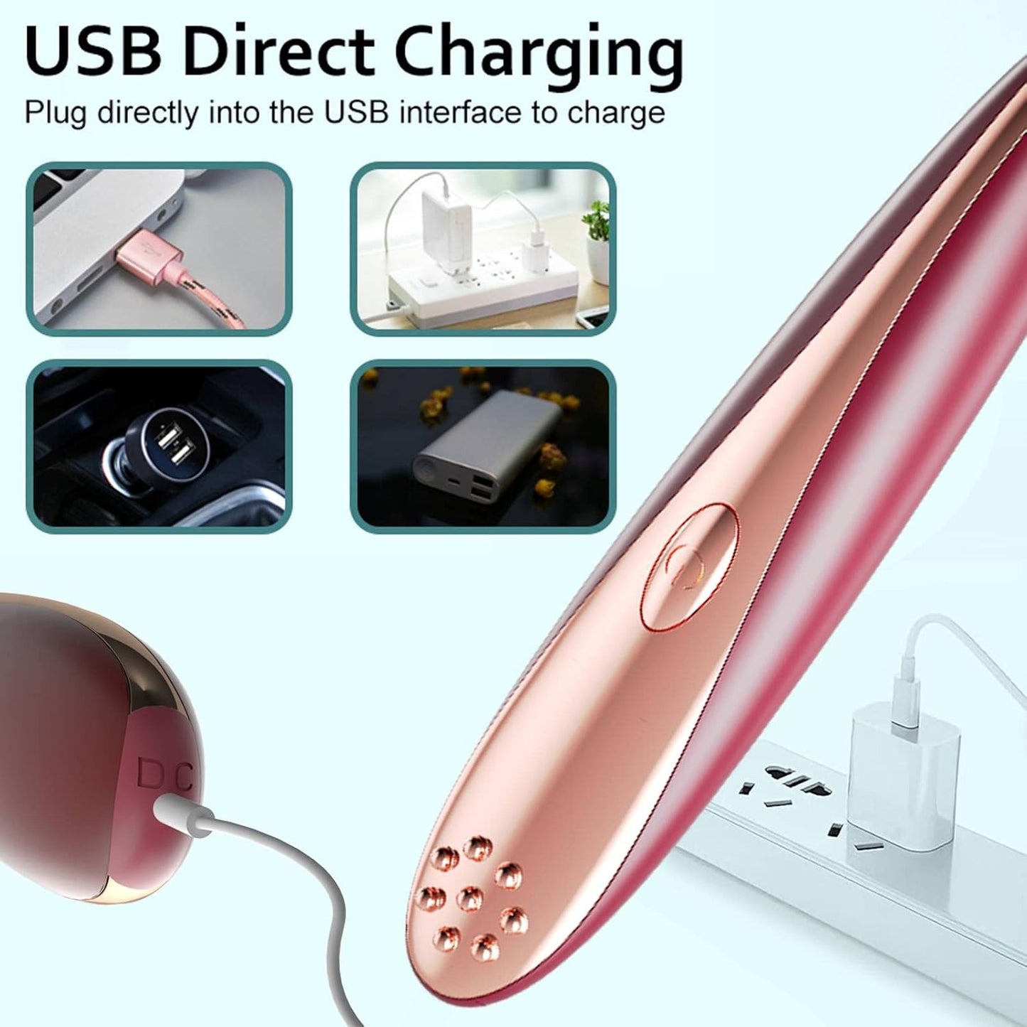 Personal Heating 41℃ Skin Face & Eye Wand Massager, 10 Kinds Magic Vibration for Women & Men Facial Firm, Eye Fatigue, Eye Bags Dark Circles, Promote Nutrient Absorption, Improve Skin Pore -Red