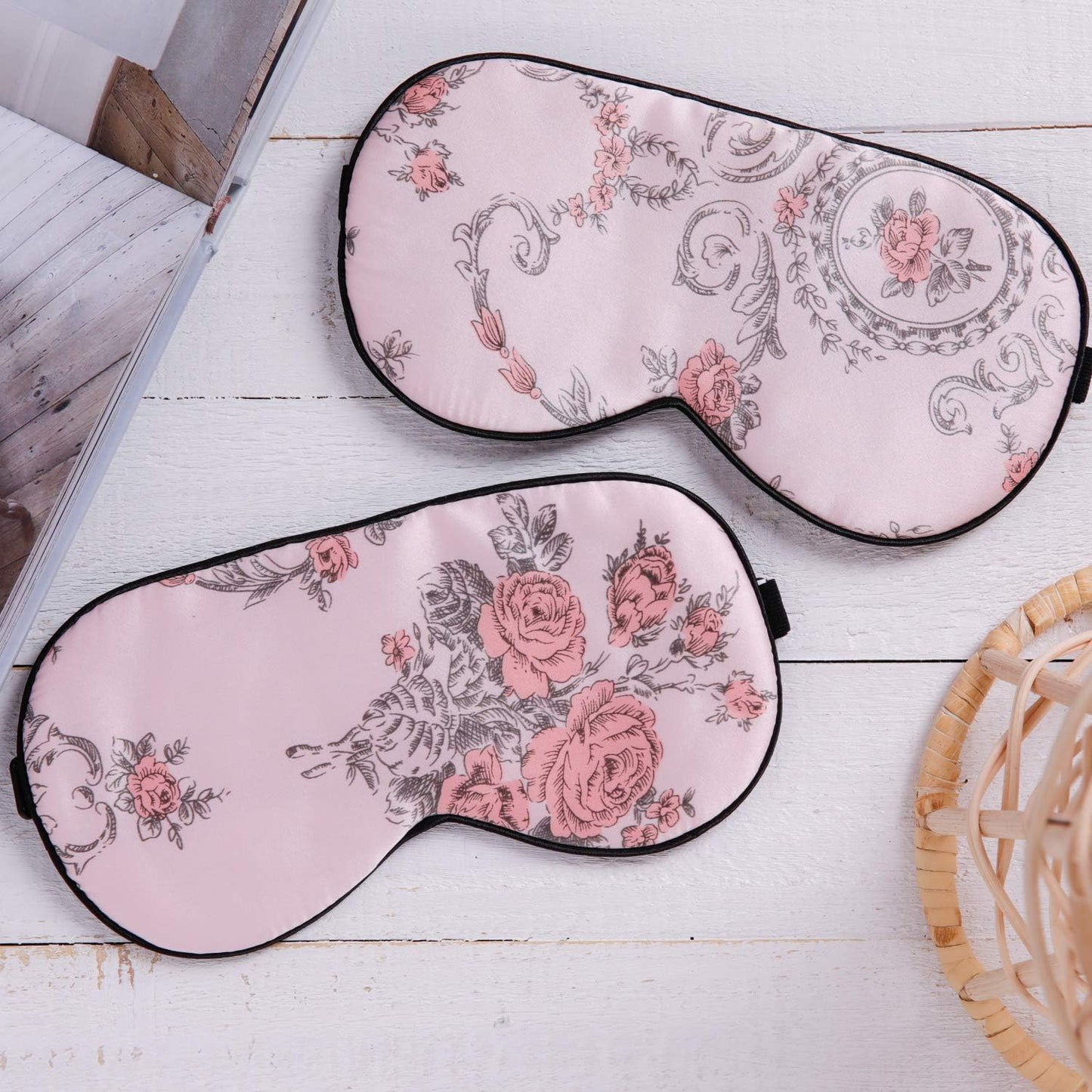 100% Pure Silk Eye Mask - Sleep Eye Cover in Floral Colors (#1)