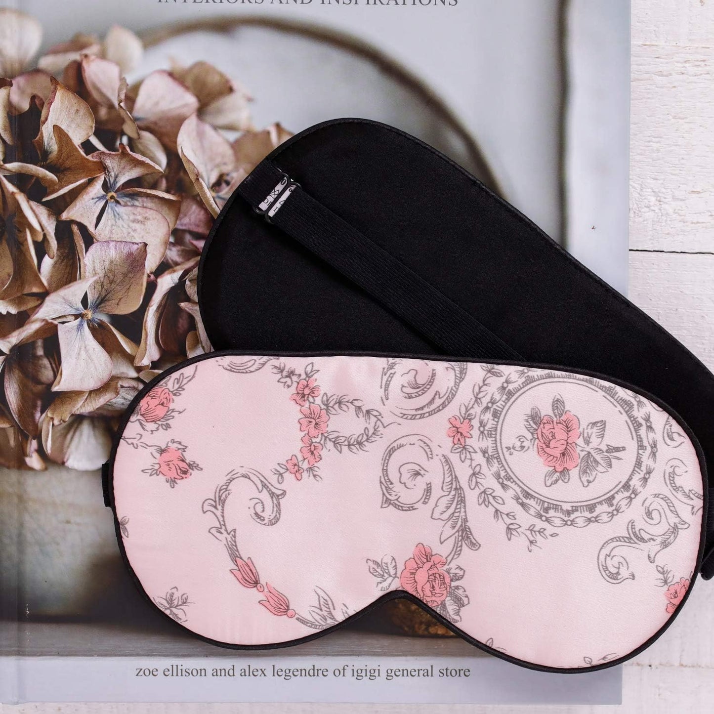100% Pure Silk Eye Mask - Sleep Eye Cover in Floral Colors (#1)