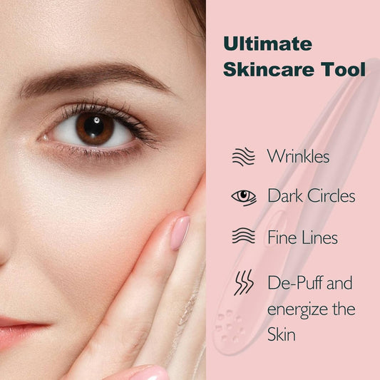Personal Heating 41℃ Skin Face & Eye Wand Massager, 10 Kinds Magic Vibration for Women & Men Facial Firm, Eye Fatigue, Eye Bags Dark Circles, Promote Nutrient Absorption, Improve Skin Pore -Red