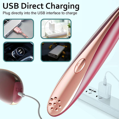 Personal Heating 41℃ Skin Face & Eye Wand Massager, 10 Kinds Magic Vibration for Women & Men Facial Firm, Eye Fatigue, Eye Bags Dark Circles, Promote Nutrient Absorption, Improve Skin Pore -Red