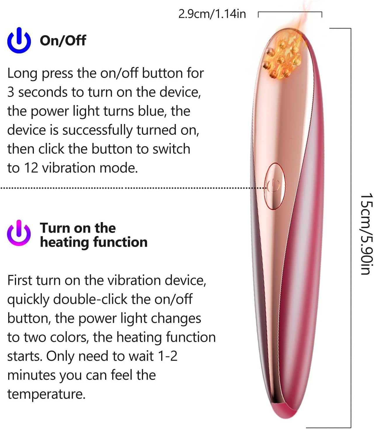 Personal Heating 41℃ Skin Face & Eye Wand Massager, 10 Kinds Magic Vibration for Women & Men Facial Firm, Eye Fatigue, Eye Bags Dark Circles, Promote Nutrient Absorption, Improve Skin Pore -Red