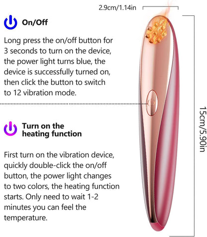Personal Heating 41℃ Skin Face & Eye Wand Massager, 10 Kinds Magic Vibration for Women & Men Facial Firm, Eye Fatigue, Eye Bags Dark Circles, Promote Nutrient Absorption, Improve Skin Pore -Red
