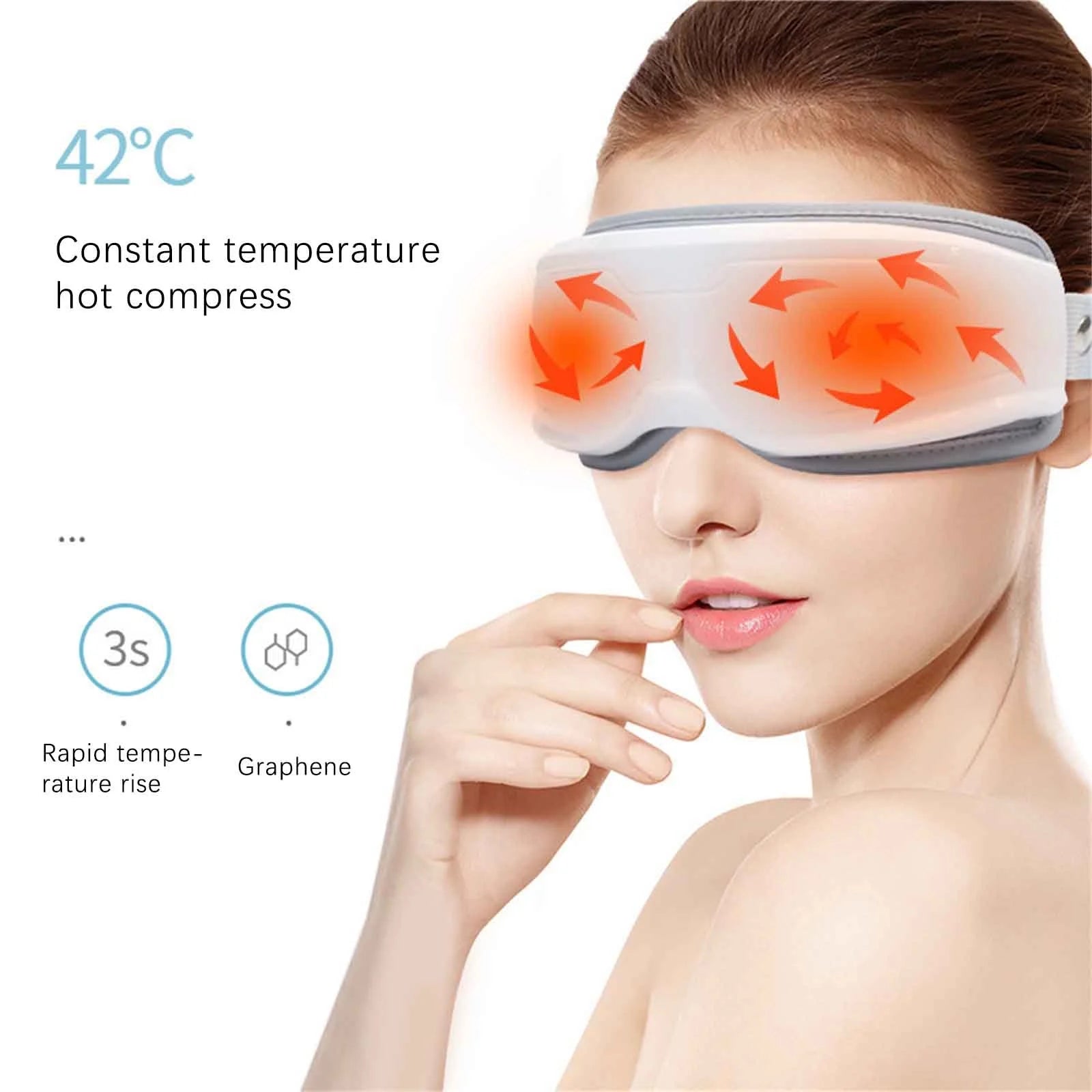 Eye Massager with Heat, 5 Massage Modes Bluetooth Music Heated Massager for Migraines, Relax and Reduce Eye Strain Dark Circles Eye Bags Dry Eye Improve Sleep, Ideal Gifts for Wom